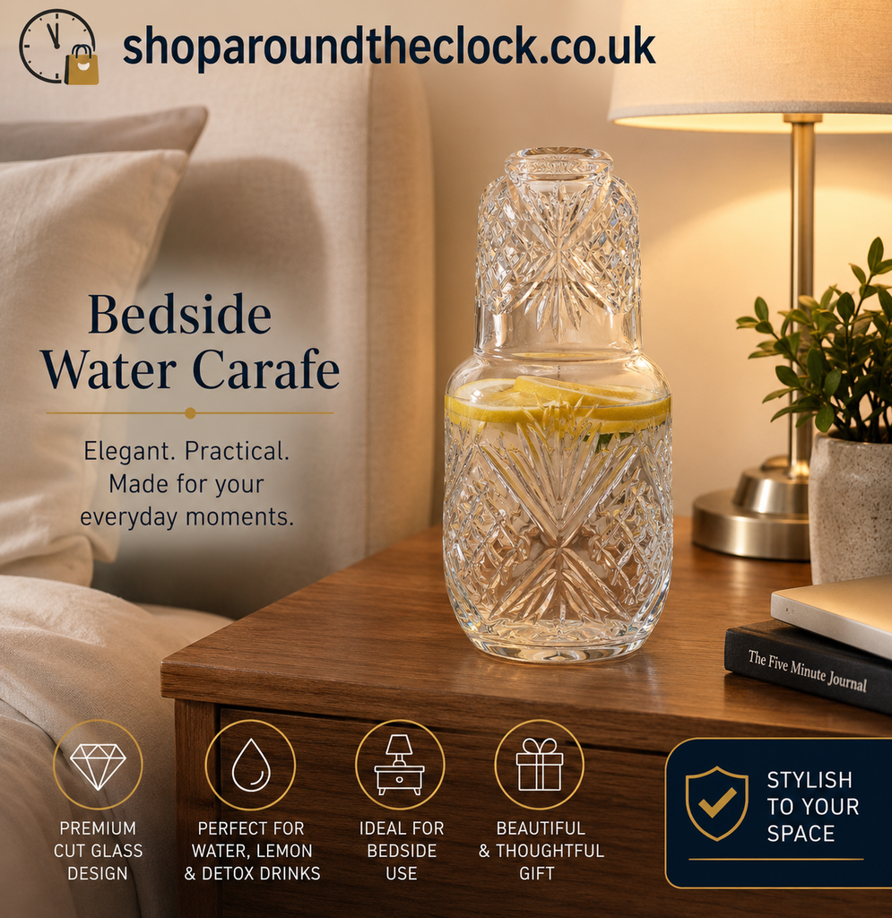 Bedside Glass Water Carafe And Cup