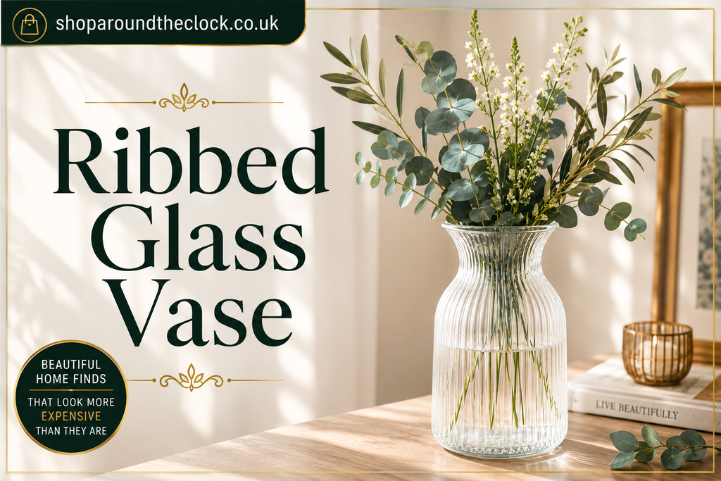 Ribbed Glass Flower Vase