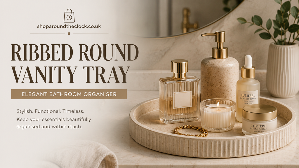 Ribbed Round Decorative Vanity Tray