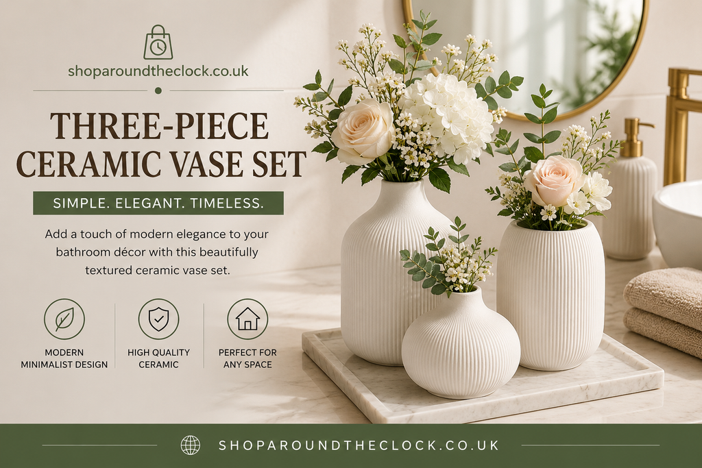 Three-Piece Ceramic Decorative Vase Set