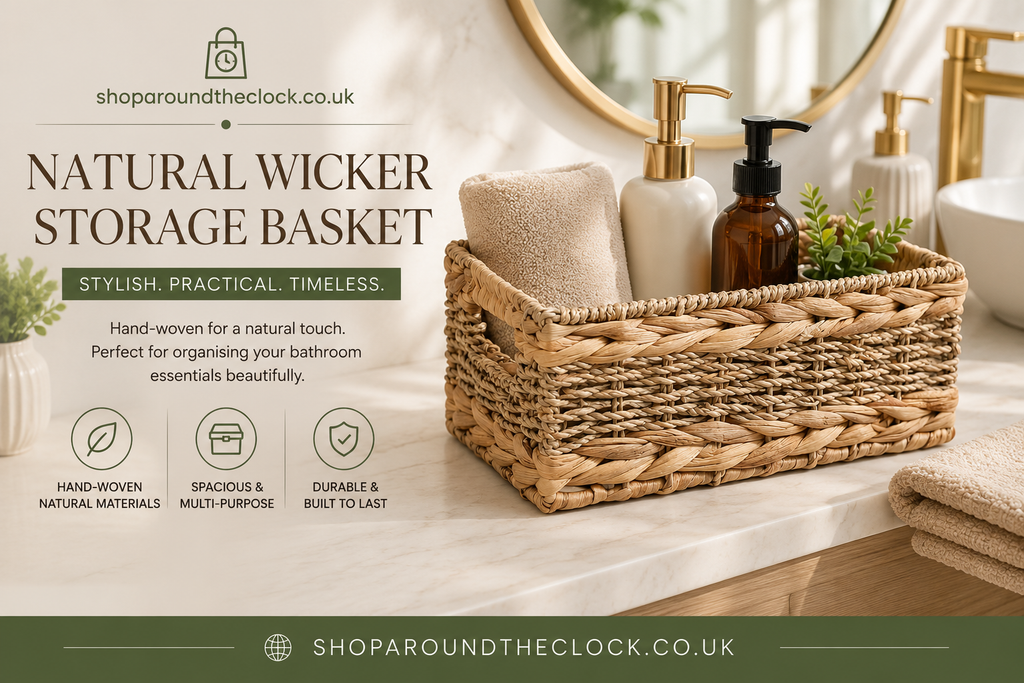 Woodluv Hand-Woven Wicker Storage Basket